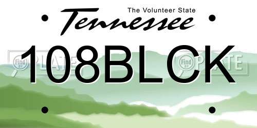 108BLCK Tennessee License Plate