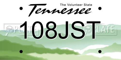 108JST Tennessee License Plate