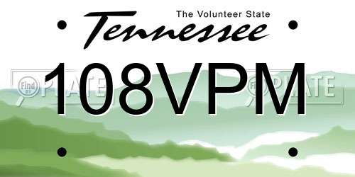 108VPM Tennessee License Plate