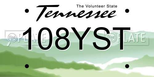 108YST Tennessee License Plate