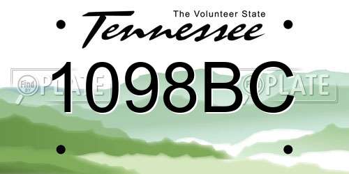 1098BC Tennessee License Plate