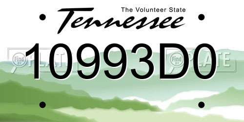 10993D0 Tennessee License Plate