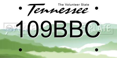 109BBC Tennessee License Plate