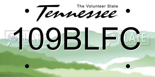 109BLFC Tennessee License Plate
