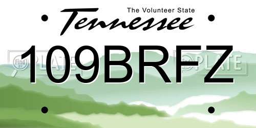 109BRFZ Tennessee License Plate