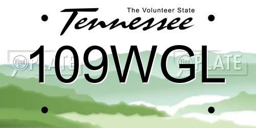 109WGL Tennessee License Plate