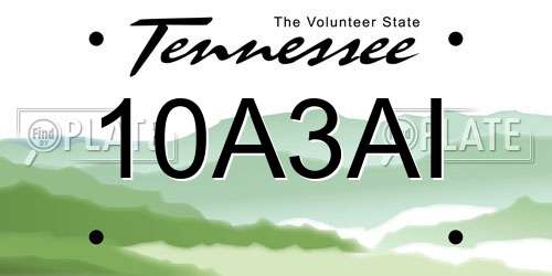 10A3AI Tennessee License Plate