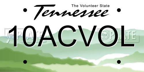 10ACVOL Tennessee License Plate
