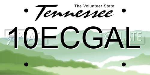 10ECGAL Tennessee License Plate