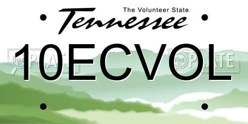 10ECVOL Tennessee License Plate