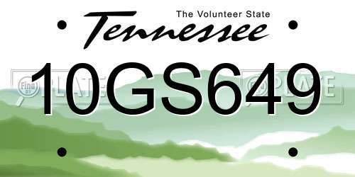 10GS649 Tennessee License Plate