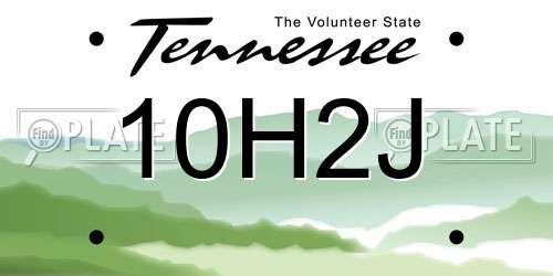 10H2J Tennessee License Plate