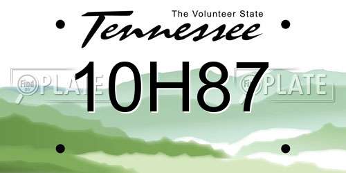 10H87 Tennessee License Plate