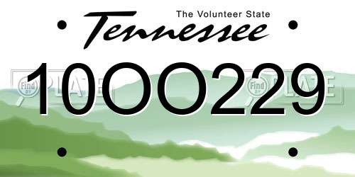 10OO229 Tennessee License Plate