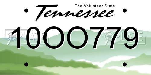 10OO779 Tennessee License Plate
