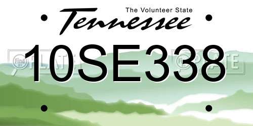 10SE338 Tennessee License Plate