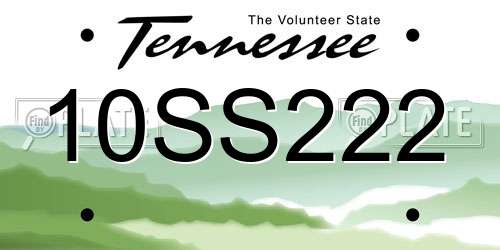 10SS222 Tennessee License Plate