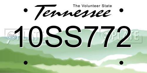 10SS772 Tennessee License Plate