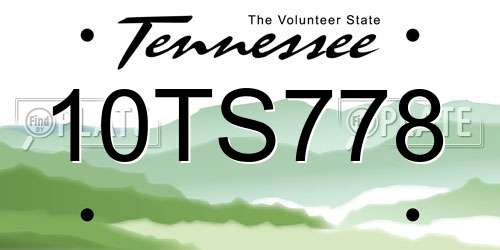 10TS778 Tennessee License Plate