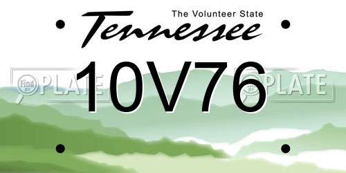 10V76 Tennessee License Plate