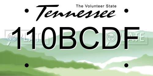 110BCDF Tennessee License Plate