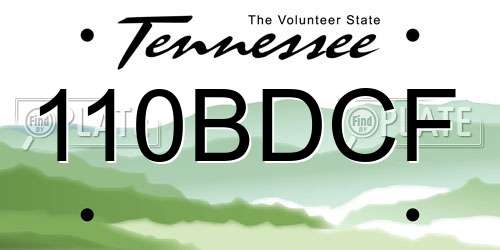 110BDCF Tennessee License Plate