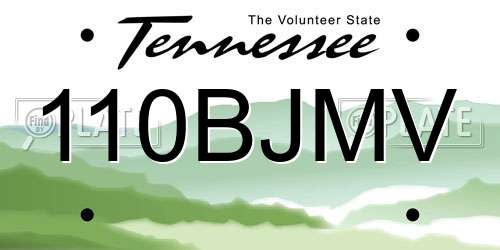 110BJMV Tennessee License Plate