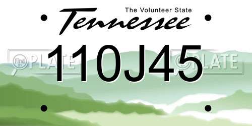 110J45 Tennessee License Plate