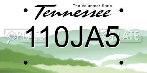 110JA5 Tennessee License Plate