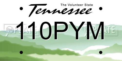 110PYM Tennessee License Plate