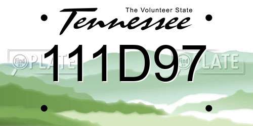 111D97 Tennessee License Plate