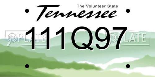 111Q97 Tennessee License Plate