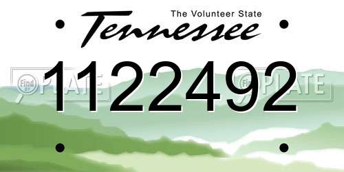 1122492 Tennessee License Plate