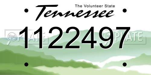 1122497 Tennessee License Plate