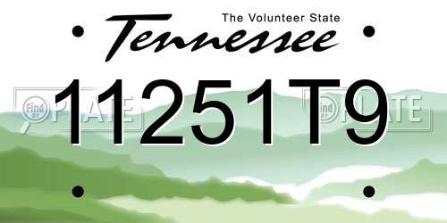 11251T9 Tennessee License Plate