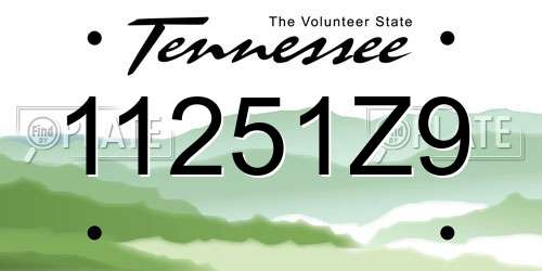 11251Z9 Tennessee License Plate