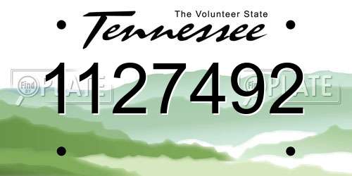 1127492 Tennessee License Plate