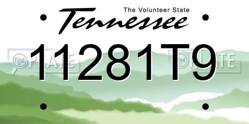 11281T9 Tennessee License Plate