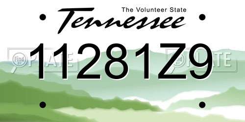 11281Z9 Tennessee License Plate