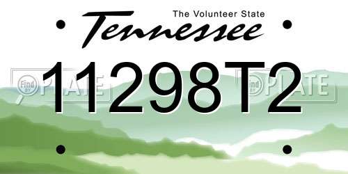 11298T2 Tennessee License Plate