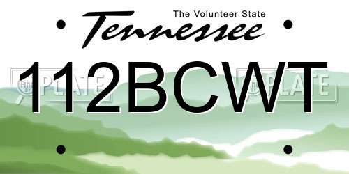112BCWT Tennessee License Plate