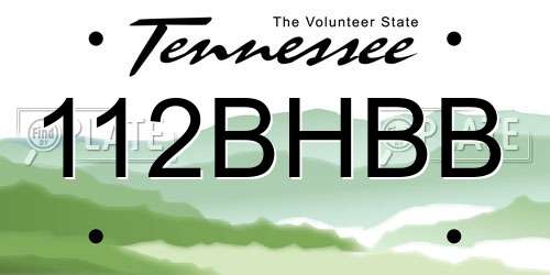 112BHBB Tennessee License Plate