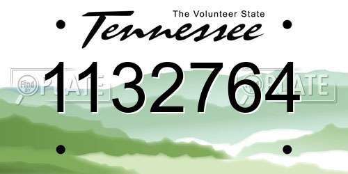 1132764 Tennessee License Plate