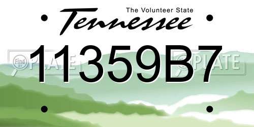 11359B7 Tennessee License Plate