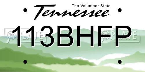 113BHFP Tennessee License Plate