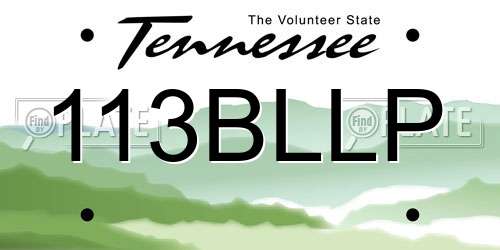 113BLLP Tennessee License Plate