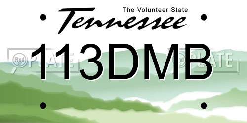 113DMB Tennessee License Plate