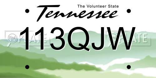 113QJW Tennessee License Plate