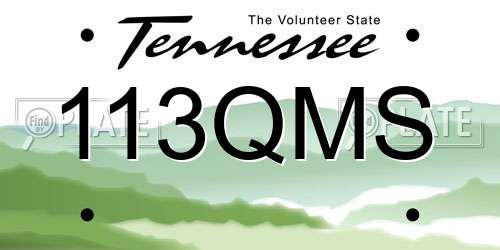 113QMS Tennessee License Plate