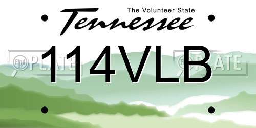 114VLB Tennessee License Plate